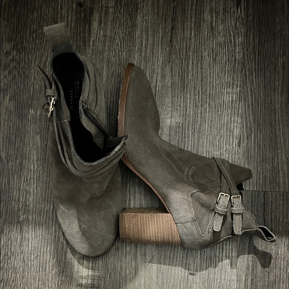Cole Haan Women's Taupe Suede Ankle Booties